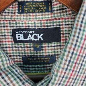 Westport Black Shirt Men's XLT Multicolor Gingham Wool Blend Button Long Sleeve